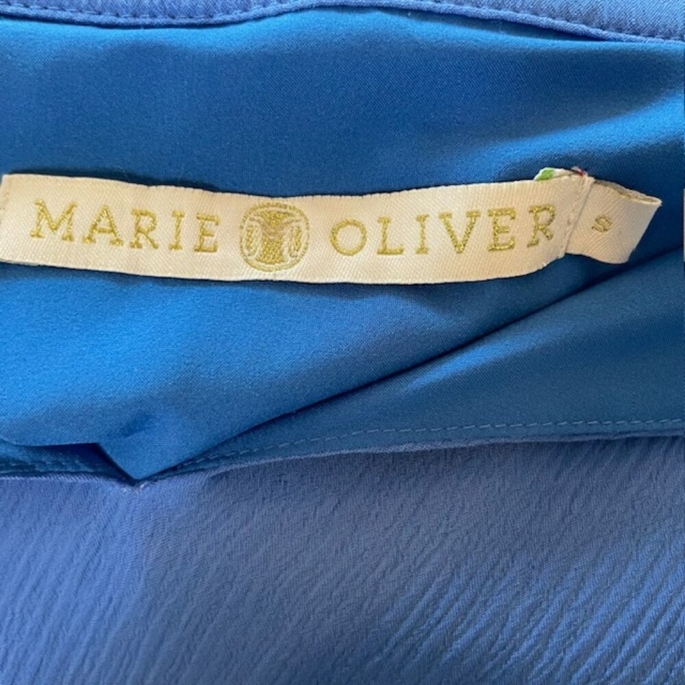 Marie Oliver Silk Blend Coastal Flowy Maxi Dress Farah Ruffled High Neck Small - Picture 7 of 9